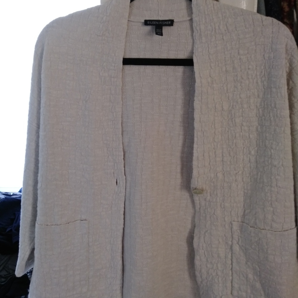 Eileen Fisher Open Front Organic Linen Cardigan